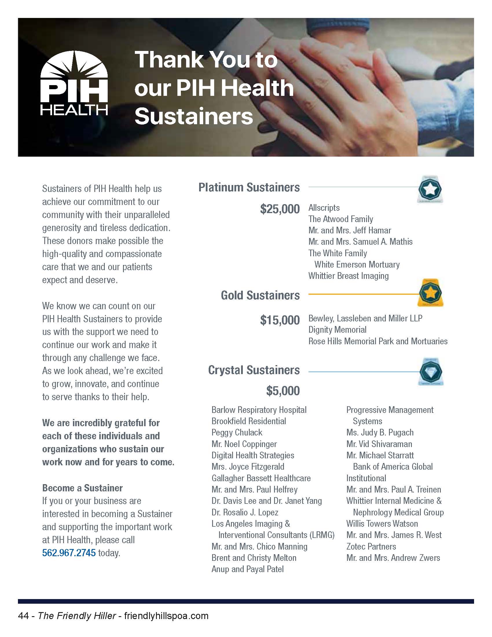 PIH Health Thank You to our PIH Health Sustainers